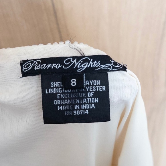 VTG Pisarro Nights Beaded Dress Sz 8 White Old Hollywood Cocktail Gatsby Bridal - Picture 7 of 7